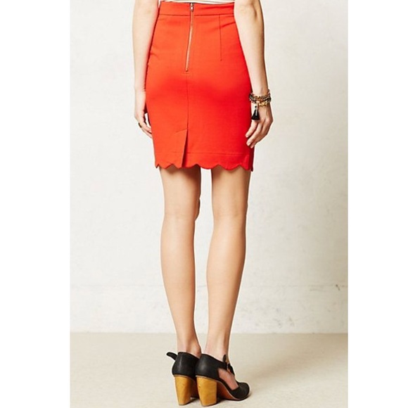 Anthro Red Scalloped Brink Pencil Skirt by Darling - Picture 4 of 11